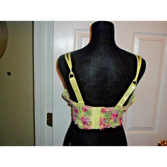 Kiss & Tell Yellow Red Green Floral Lace Bra 44D Wide Band, Intimate Apparel - Picture 3 of 11